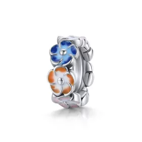 Pandora Style Silver Colorful Hydrangea Spacer Charm - SCC1703 Pandora Style Silver Colorful Hydrangea Spacer Charm - SCC1703