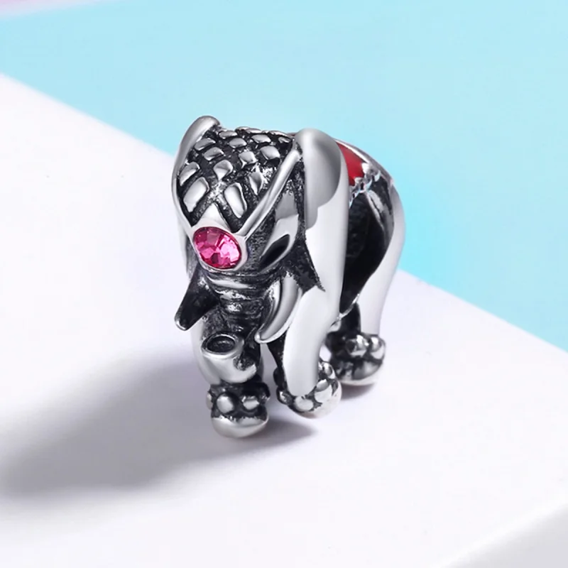 (image for) Pandora Style Silver Cute Baby Elephant Spacer Charm - SCC321 - View 3