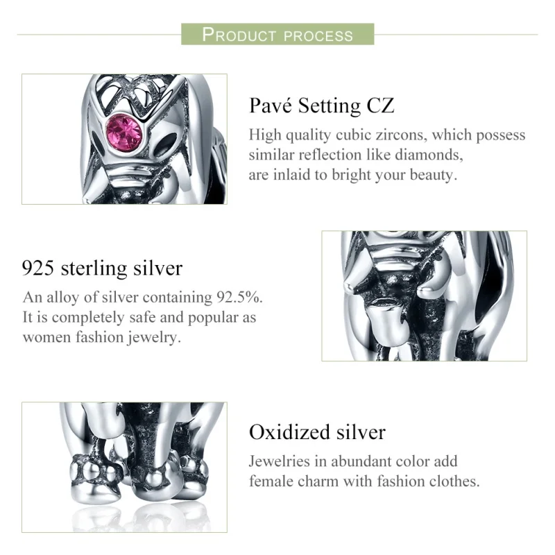 (image for) Pandora Style Silver Cute Baby Elephant Spacer Charm - SCC321 - View 6