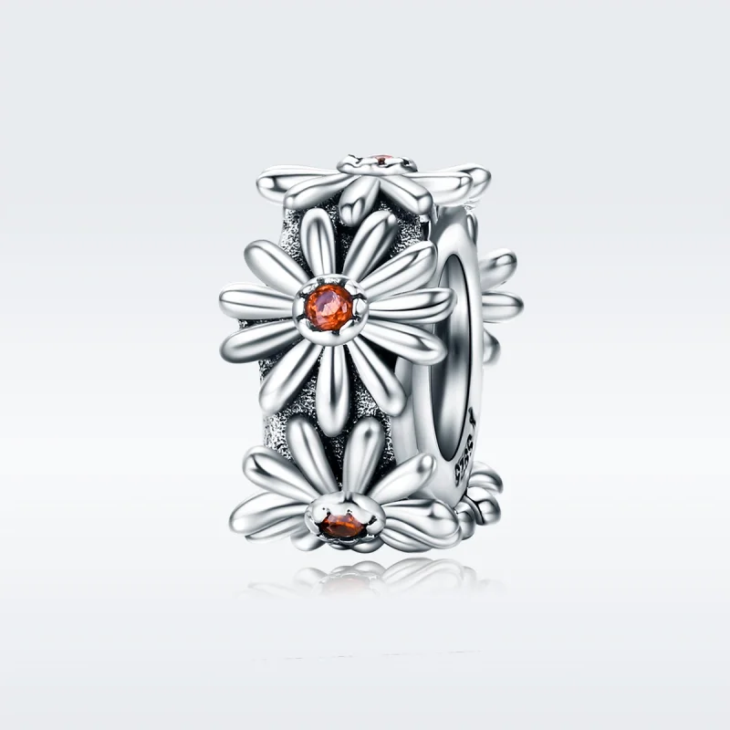 (image for) Pandora Style Silver Daisy Wreath Spacer Charm - SCC598 - View 2