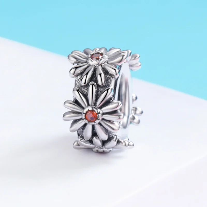 (image for) Pandora Style Silver Daisy Wreath Spacer Charm - SCC598 - View 3