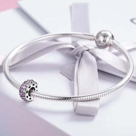 Pandora Style Silver Heart Spacer Charm - SCC635