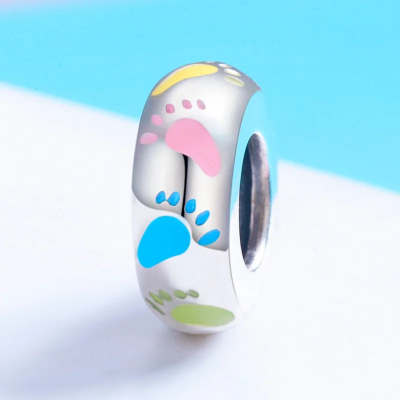 (image for) Pandora Style Silver Little Feet Spacer Charm - SCC752 - View 2