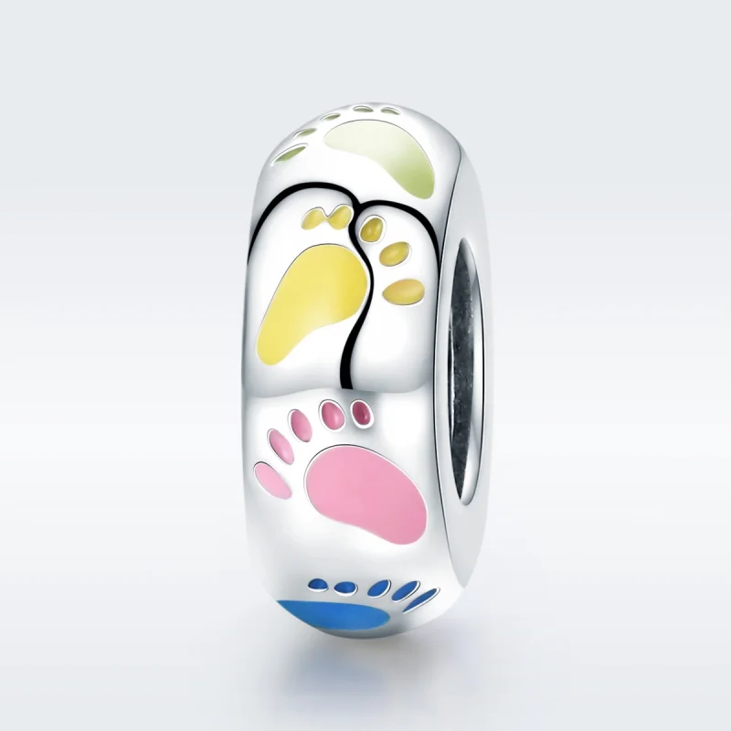 (image for) Pandora Style Silver Little Feet Spacer Charm - SCC752 - View 3