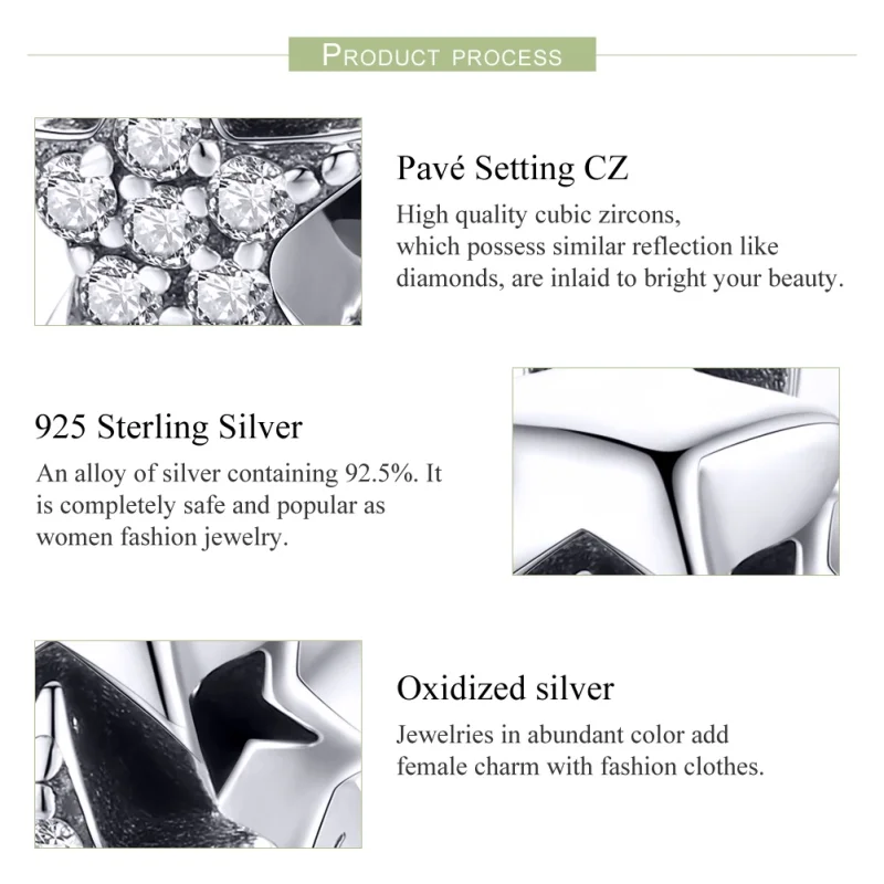 (image for) Pandora Style Silver Little Stars Spacer Charm - SCC929 - View 7