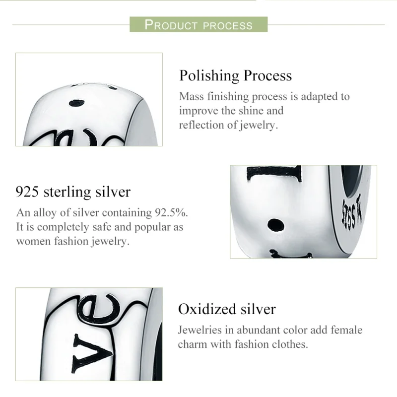 (image for) Pandora Style Silver Love You Forever Spacer Charm - SCC595 - View 7