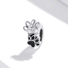 Pandora Style Silver Lovely Paw Print Spacer Charm - SCC1846