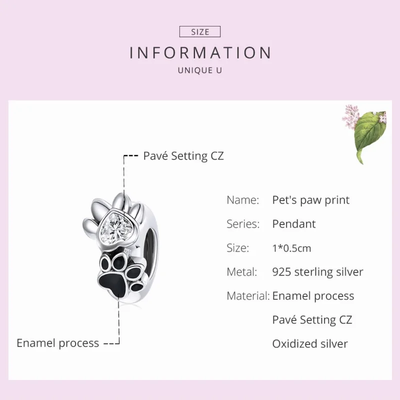 (image for) Pandora Style Silver Lovely Paw Print Spacer Charm - SCC1846 - View 5