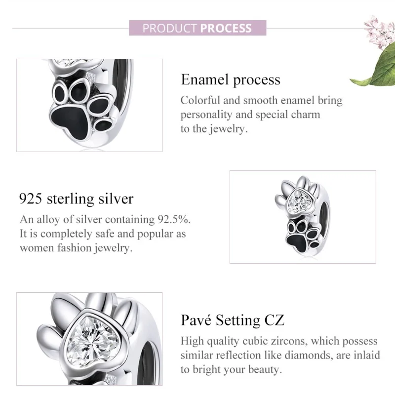(image for) Pandora Style Silver Lovely Paw Print Spacer Charm - SCC1846 - View 6