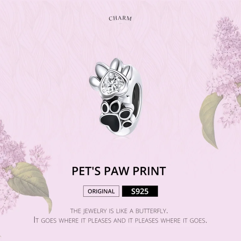 (image for) Pandora Style Silver Lovely Paw Print Spacer Charm - SCC1846 - View 7