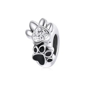 (image for) Pandora Style Silver Lovely Paw Print Spacer Charm - SCC1846