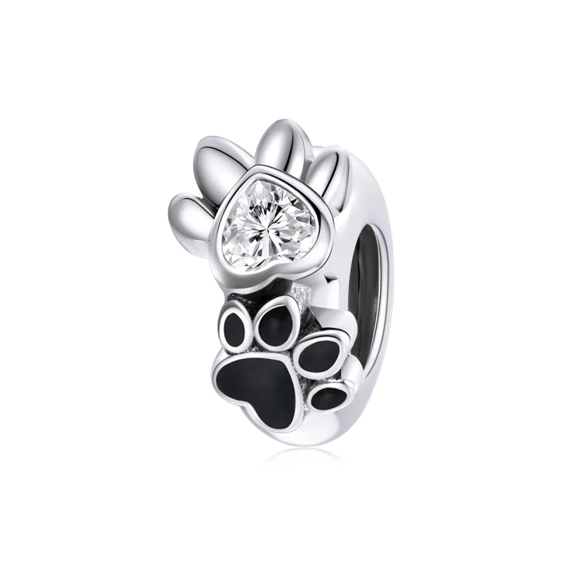 (image for) Pandora Style Silver Lovely Paw Print Spacer Charm - SCC1846 - Product Image