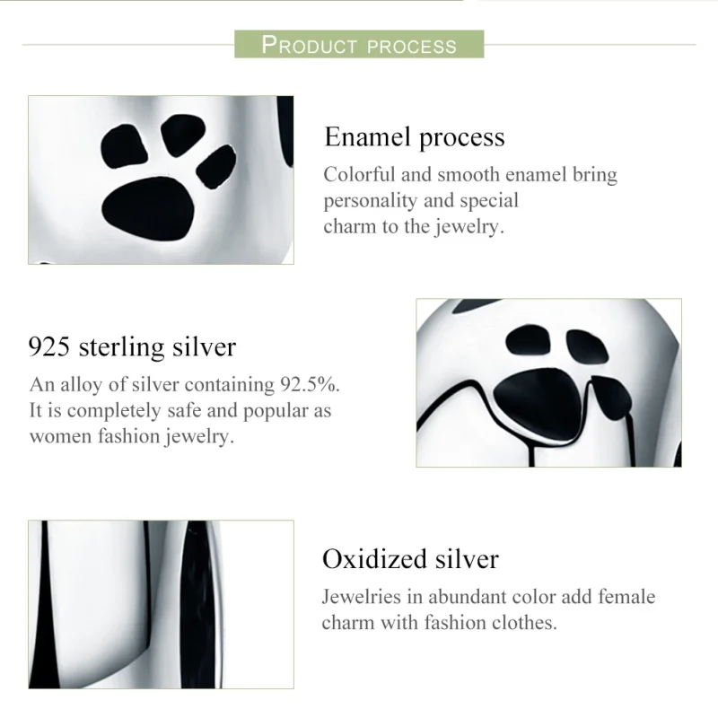 (image for) Pandora Style Silver Pet Imprint Spacer Charm - SCC594 - View 7