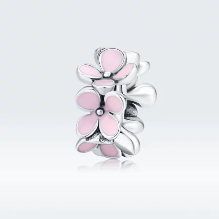 Pandora Style Silver Pink Flower Spacer Charm - SCC1484