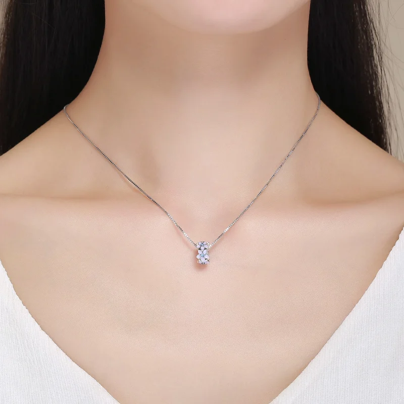 (image for) Pandora Style Silver Purple Flowers Spacer Charm - SCC601 - View 6