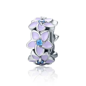 (image for) Pandora Style Silver Purple Flowers Spacer Charm - SCC601