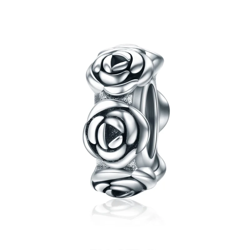 (image for) Pandora Style Silver Rose Wreath Spacer Charm - SCC596 - Product Image