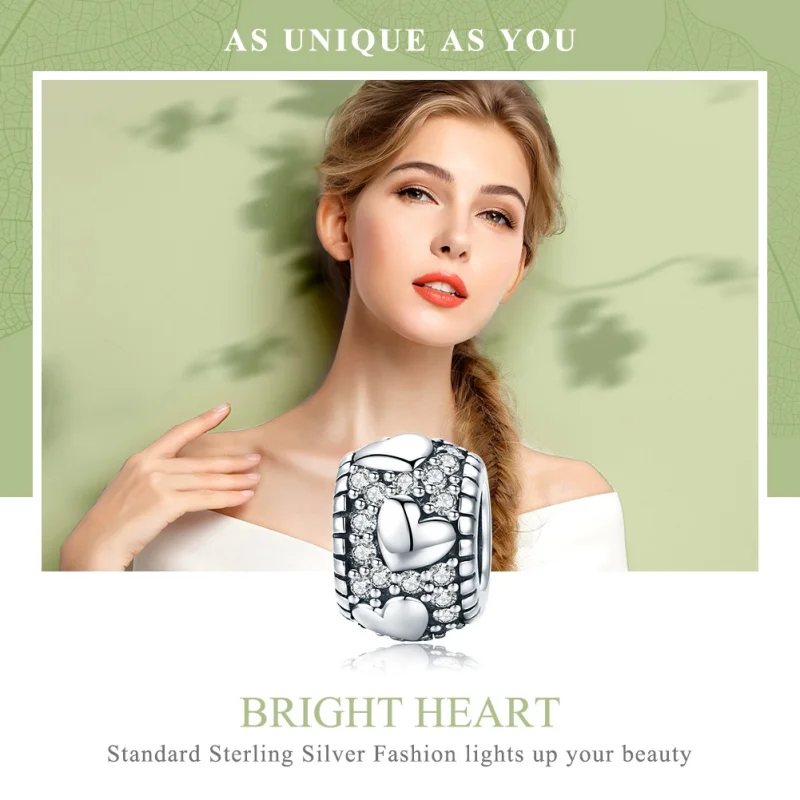 (image for) Pandora Style Silver Shine In My Heart Spacer Charm - SCC798 - View 6