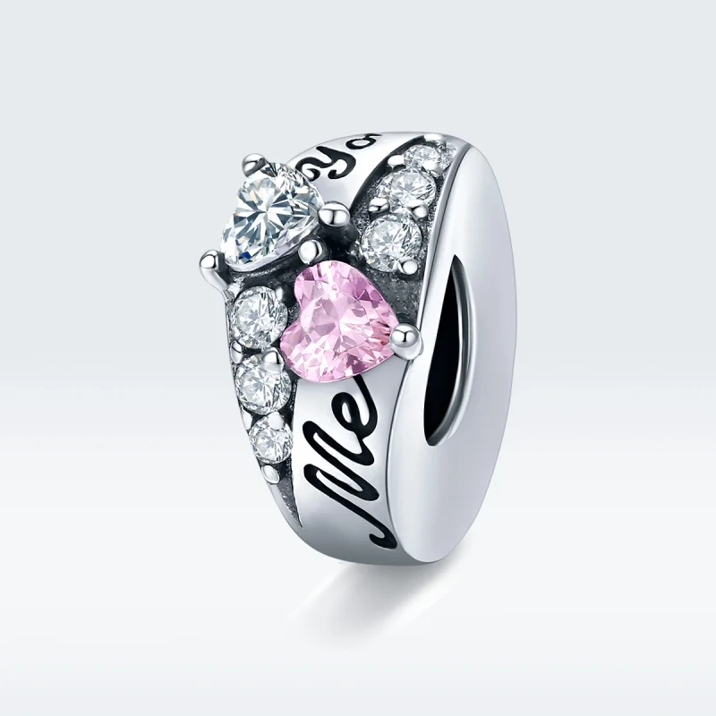 (image for) Pandora Style Silver Sweet Heart Spacer Charm - BSC283 - View 5