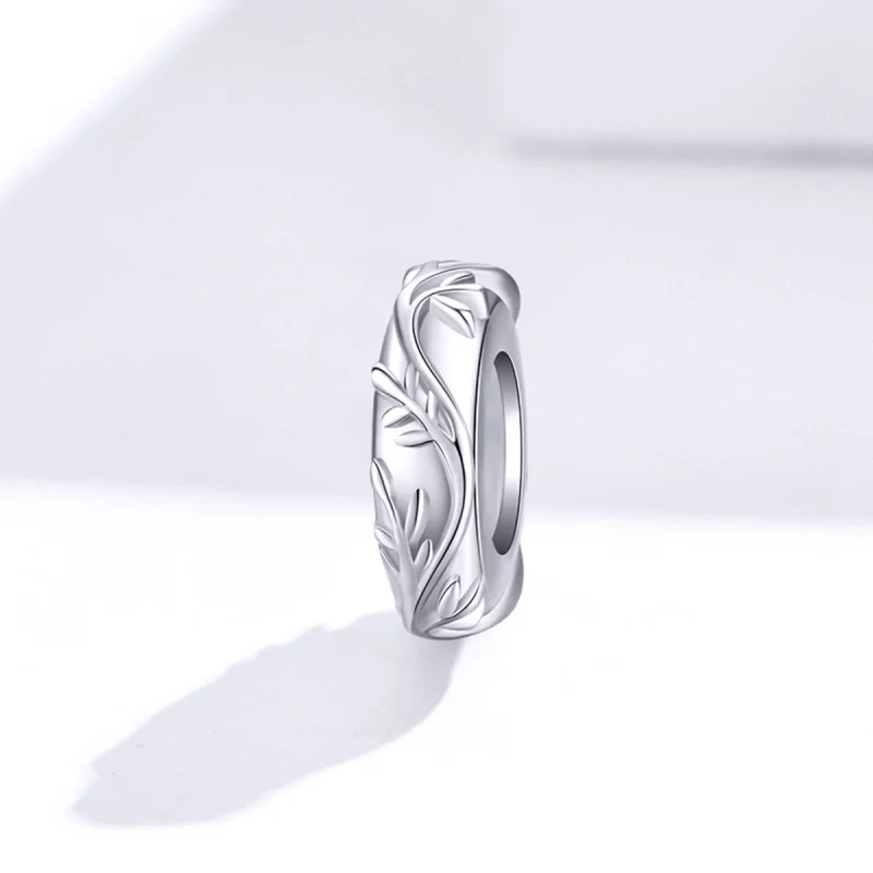 (image for) Pandora Style Silver Vine Leaf Spacer Charm - BSC142 - View 2