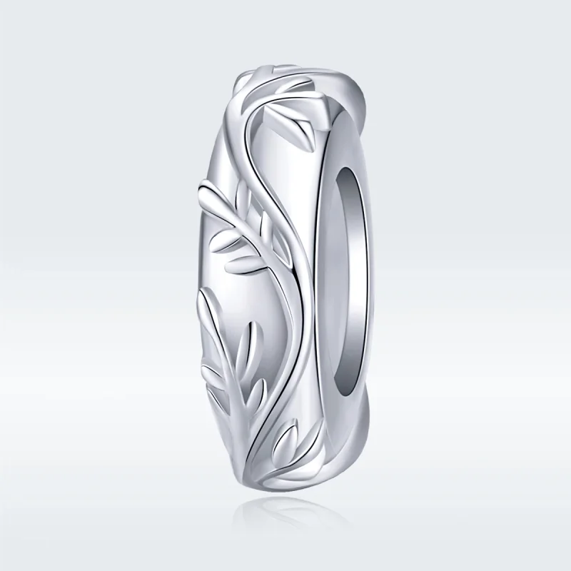 (image for) Pandora Style Silver Vine Leaf Spacer Charm - BSC142 - View 5