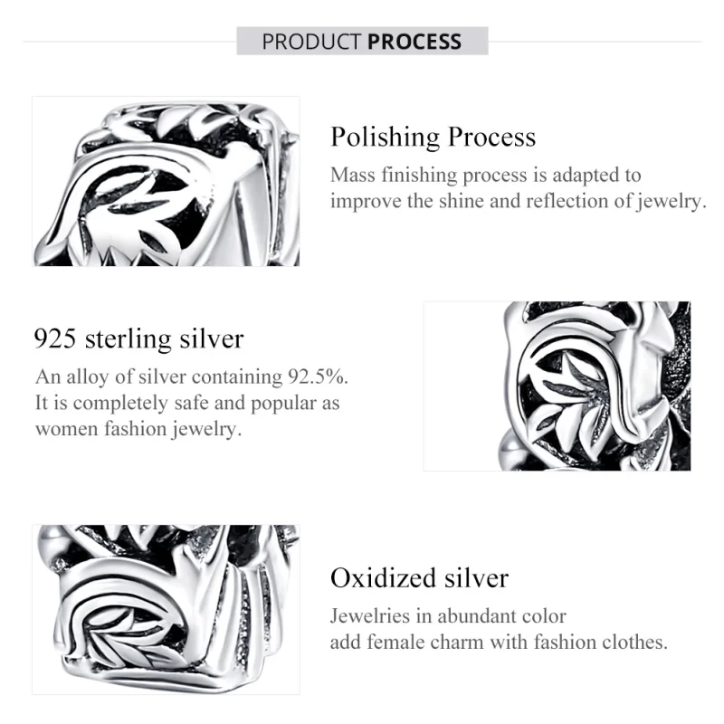 (image for) Pandora Style Silver Vintage Vines Spacer Charm - SCC1601 - View 7