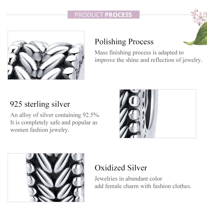 (image for) Pandora Style Silver Wheet Spacer Charm - SCC1452 - View 8