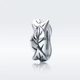 Pandora Style Silver White Leaves Spacer Charm - SCC597 Pandora Style Silver White Leaves Spacer Charm - SCC597