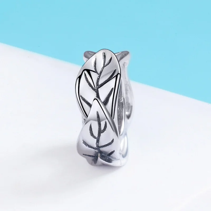 (image for) Pandora Style Silver White Leaves Spacer Charm - SCC597 - View 3