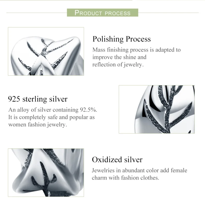 (image for) Pandora Style Silver White Leaves Spacer Charm - SCC597 - View 7