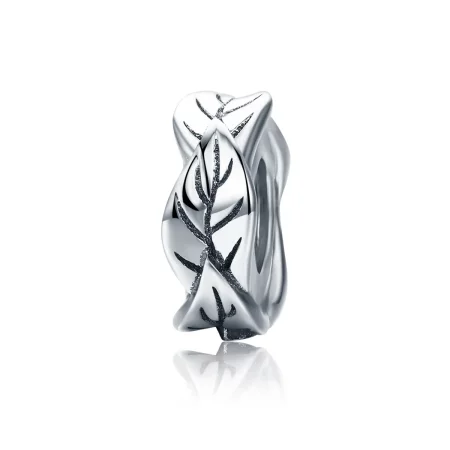 Pandora Style Silver White Leaves Spacer Charm - SCC597 Pandora Style Silver White Leaves Spacer Charm - SCC597