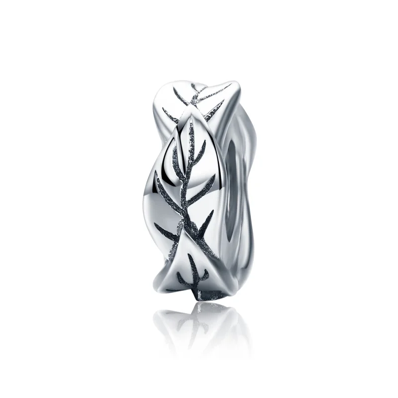 (image for) Pandora Style Silver White Leaves Spacer Charm - SCC597 - Product Image