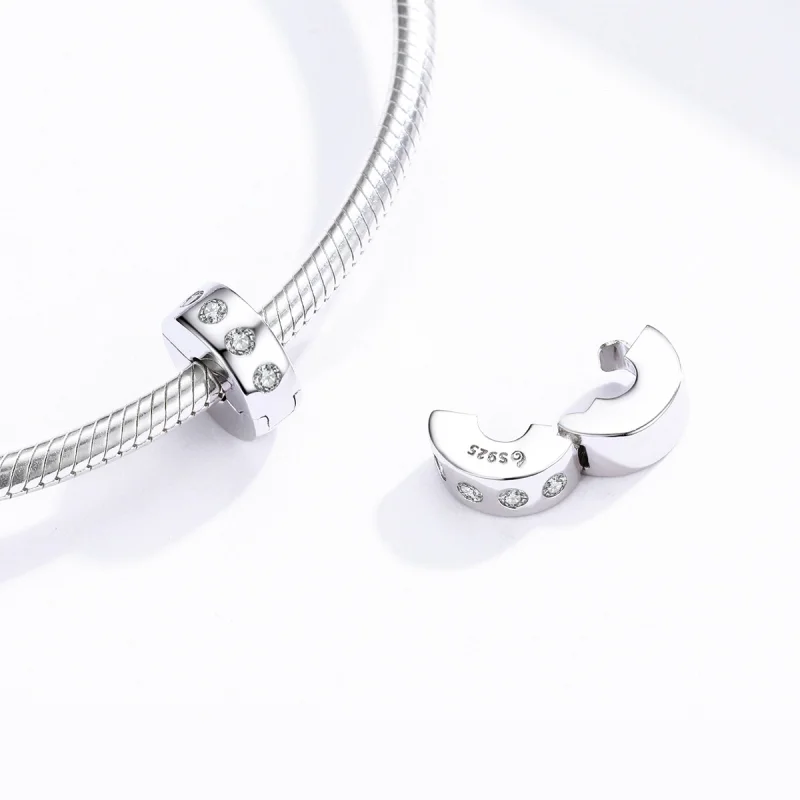 (image for) Pandora Style Silver Zirconia Spacer Charm - BSC165 - View 4