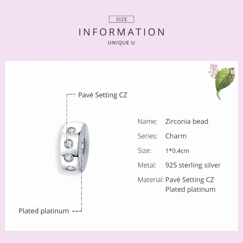 (image for) Pandora Style Silver Zirconia Spacer Charm - BSC165 - View 7
