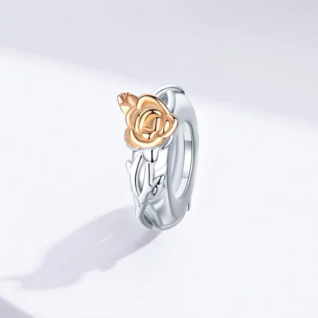 Pandora Style Two Tone Bicolor Lover Rose Flowers Spacer Charm - BSC146