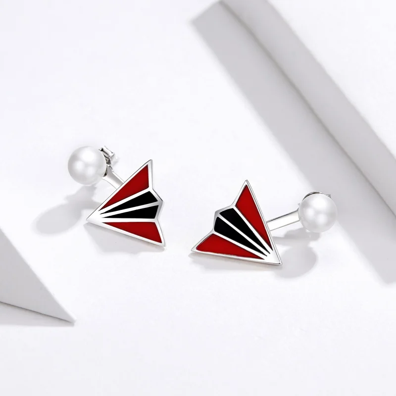 (image for) Pandora Style Airplane Stud Earrings - BSE126 - View 2