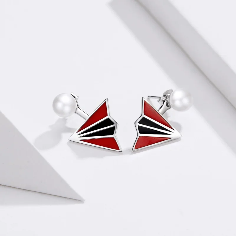 (image for) Pandora Style Airplane Stud Earrings - BSE126 - View 3