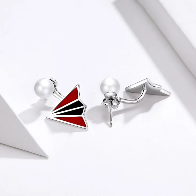 (image for) Pandora Style Airplane Stud Earrings - BSE126 - View 4