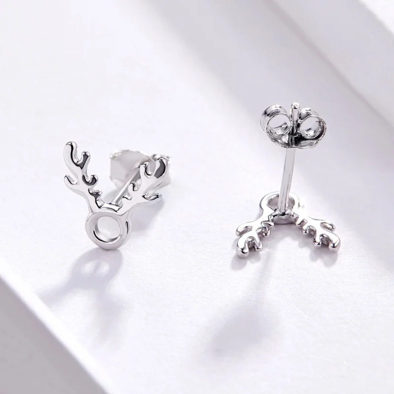 (image for) Pandora Style Antlers Stud Earrings - BSE116 - View 2