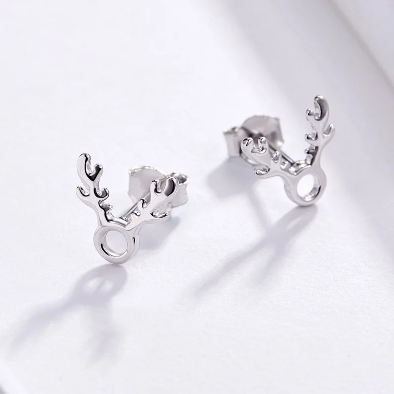 (image for) Pandora Style Antlers Stud Earrings - BSE116 - View 3