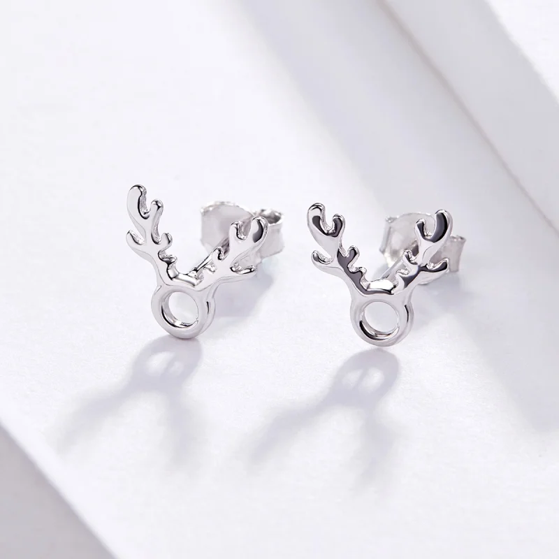 (image for) Pandora Style Antlers Stud Earrings - BSE116 - View 4
