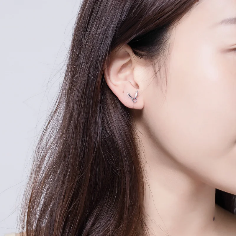 (image for) Pandora Style Antlers Stud Earrings - BSE116 - View 5