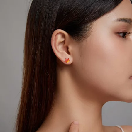 Pandora Style Autumn - Maple Leaf Stud Earrings - SCE1244