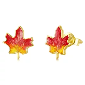 Pandora Style Autumn - Maple Leaf Stud Earrings - SCE1244 Pandora Style Autumn - Maple Leaf Stud Earrings - SCE1244