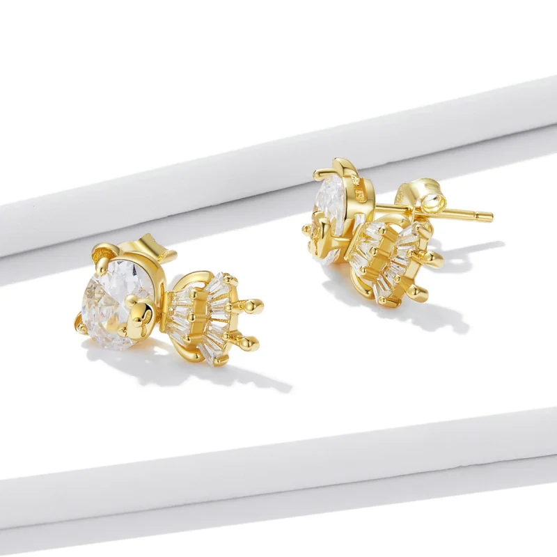 (image for) Pandora Style Bear Girl Stud Earrings - BSE540 - View 3