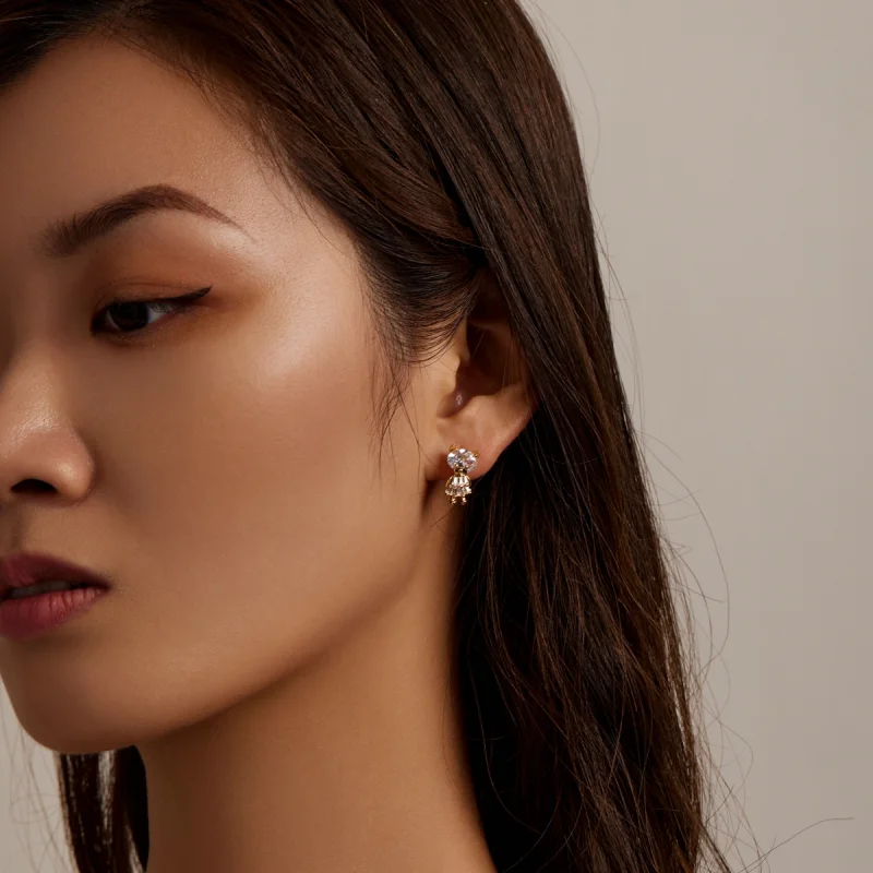 (image for) Pandora Style Bear Girl Stud Earrings - BSE540 - View 6