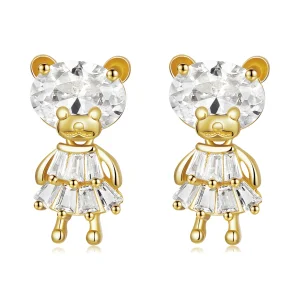 (image for) Pandora Style Bear Girl Stud Earrings - BSE540
