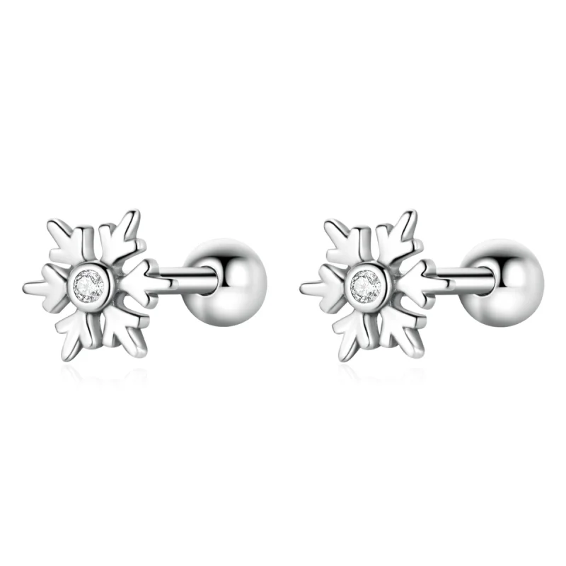 (image for) Pandora Style Beautiful Snowflakes Stud Earrings - BSE529 - Product Image