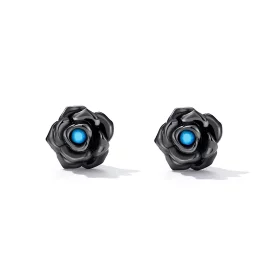 Pandora Style Black Rose Stud Earrings - SCE1401 Pandora Style Black Rose Stud Earrings - SCE1401