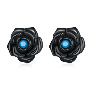 (image for) Pandora Style Black Rose Stud Earrings - SCE1401